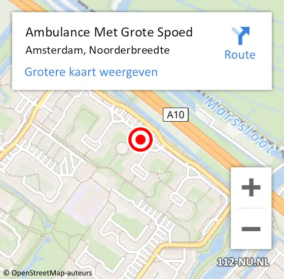 Locatie op kaart van de 112 melding: Ambulance Met Grote Spoed Naar Amsterdam, Noorderbreedte op 29 april 2025 01:34