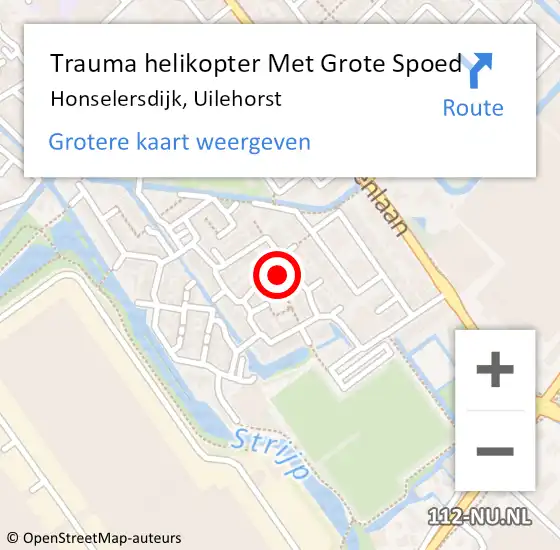 Locatie op kaart van de 112 melding: Trauma helikopter Met Grote Spoed Naar Honselersdijk, Uilehorst op 29 april 2025 08:23