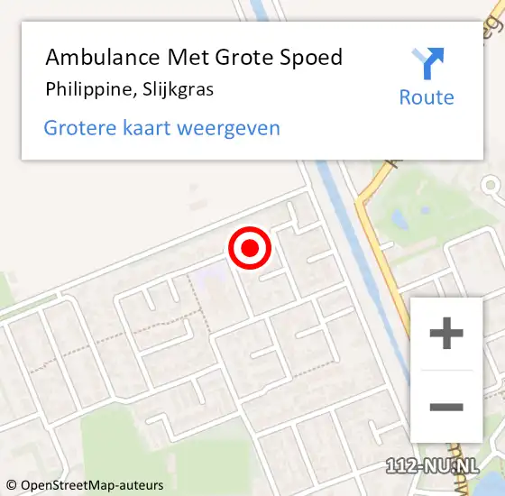 Locatie op kaart van de 112 melding: Ambulance Met Grote Spoed Naar Philippine, Slijkgras op 14 november 2014 23:14