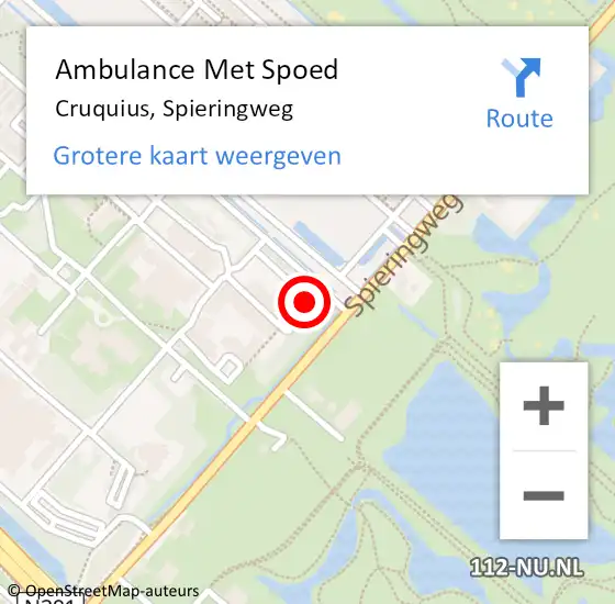 Locatie op kaart van de 112 melding: Ambulance Met Spoed Naar Cruquius, Spieringweg op 29 april 2025 11:09