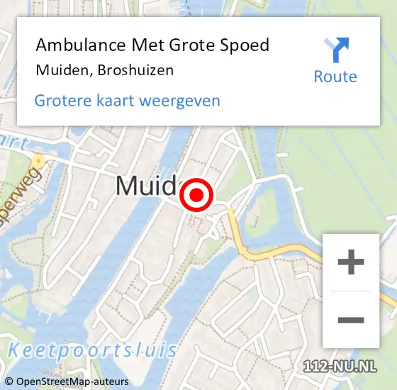 Locatie op kaart van de 112 melding: Ambulance Met Grote Spoed Naar Muiden, Broshuizen op 15 november 2014 00:06