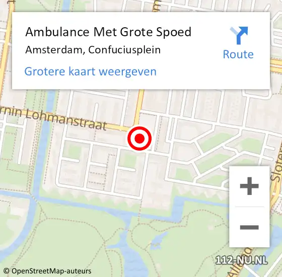 Locatie op kaart van de 112 melding: Ambulance Met Grote Spoed Naar Amsterdam, Confuciusplein op 29 april 2025 14:06