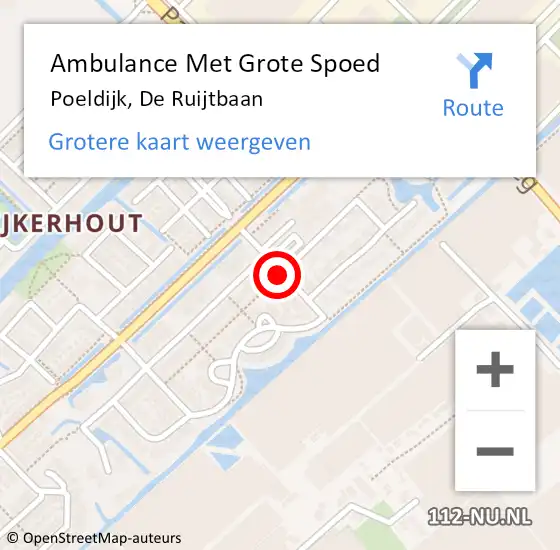 Locatie op kaart van de 112 melding: Ambulance Met Grote Spoed Naar Poeldijk, De Ruijtbaan op 15 november 2014 01:05