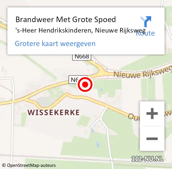 Locatie op kaart van de 112 melding: Brandweer Met Grote Spoed Naar 's-Heer Hendrikskinderen, Nieuwe Rijksweg op 15 november 2014 01:28