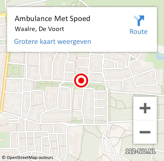 Locatie op kaart van de 112 melding: Ambulance Met Spoed Naar Waalre, De Voort op 15 november 2014 01:29