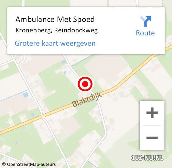 Locatie op kaart van de 112 melding: Ambulance Met Spoed Naar Kronenberg, Reindonckweg op 15 november 2014 01:37