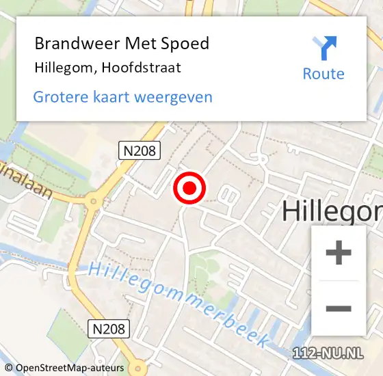 Locatie op kaart van de 112 melding: Brandweer Met Spoed Naar Hillegom, Hoofdstraat op 15 november 2014 02:03