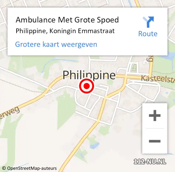 Locatie op kaart van de 112 melding: Ambulance Met Grote Spoed Naar Philippine, Koningin Emmastraat op 15 november 2014 02:20