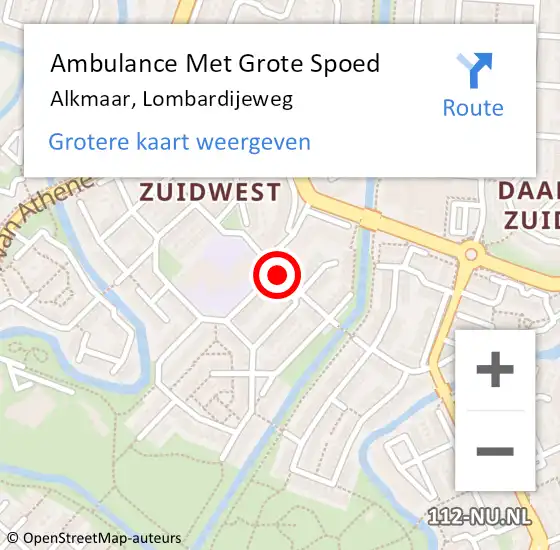 Locatie op kaart van de 112 melding: Ambulance Met Grote Spoed Naar Alkmaar, Lombardijeweg op 30 april 2025 00:09