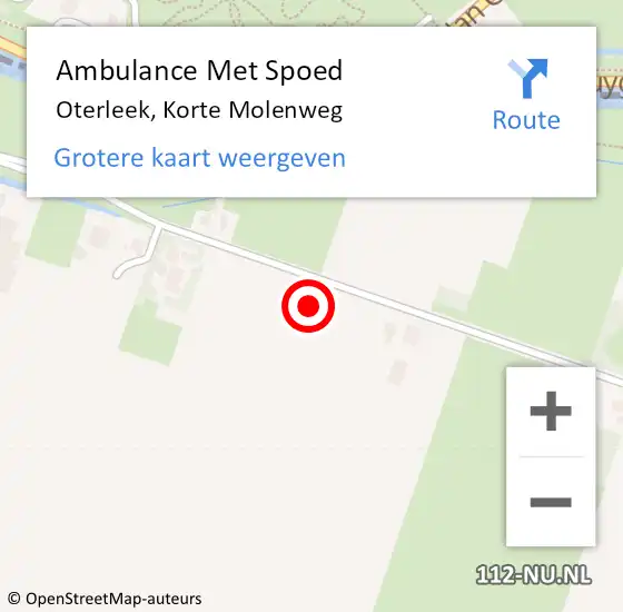 Locatie op kaart van de 112 melding: Ambulance Met Spoed Naar Oterleek, Korte Molenweg op 15 november 2014 04:31