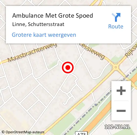 Locatie op kaart van de 112 melding: Ambulance Met Grote Spoed Naar Linne, Schuttersstraat op 15 november 2014 04:42