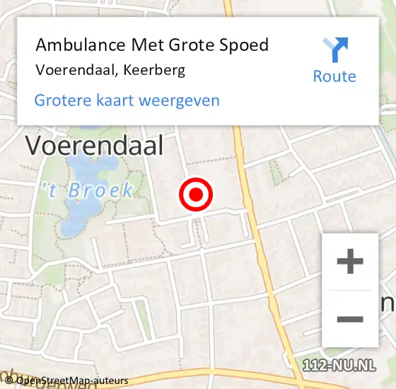 Locatie op kaart van de 112 melding: Ambulance Met Grote Spoed Naar Voerendaal, Keerberg op 15 november 2014 04:45