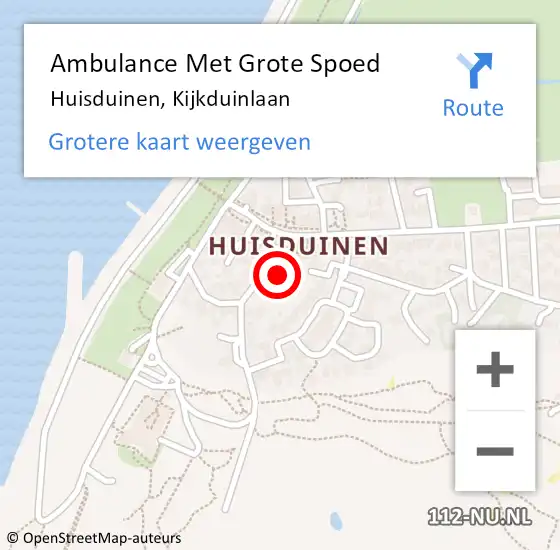 Locatie op kaart van de 112 melding: Ambulance Met Grote Spoed Naar Huisduinen, Kijkduinlaan op 15 november 2014 06:06