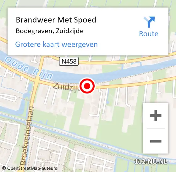 Locatie op kaart van de 112 melding: Brandweer Met Spoed Naar Bodegraven, Zuidzijde op 30 april 2025 20:32