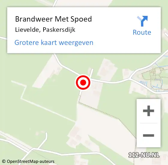 Locatie op kaart van de 112 melding: Brandweer Met Spoed Naar Lievelde, Paskersdijk op 15 november 2014 08:43