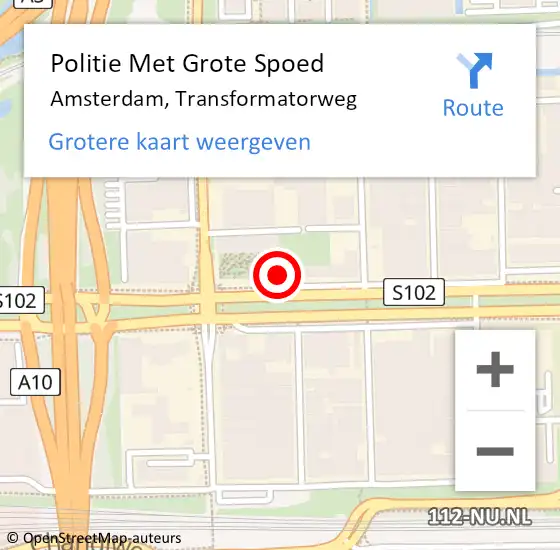 Locatie op kaart van de 112 melding: Politie Met Grote Spoed Naar Amsterdam, Transformatorweg op 1 mei 2025 00:08
