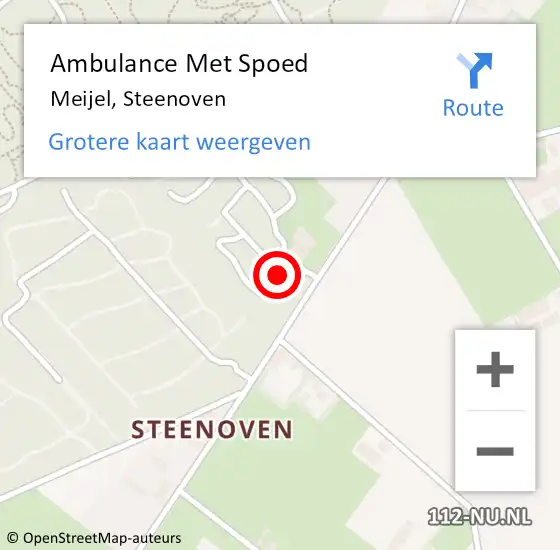 Locatie op kaart van de 112 melding: Ambulance Met Spoed Naar Meijel, Steenoven op 15 november 2014 09:06