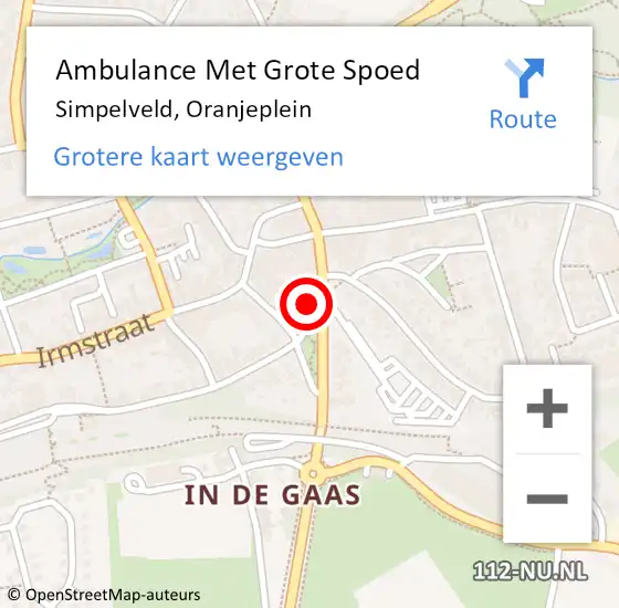 Locatie op kaart van de 112 melding: Ambulance Met Grote Spoed Naar Simpelveld, Oranjeplein op 15 november 2014 09:18