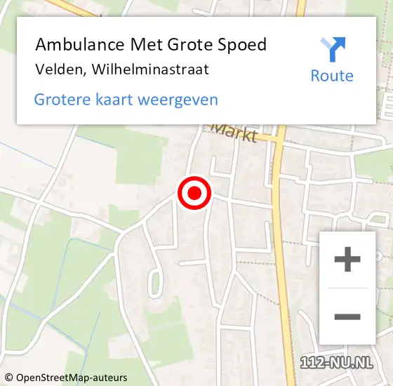 Locatie op kaart van de 112 melding: Ambulance Met Grote Spoed Naar Velden, Wilhelminastraat op 15 november 2014 09:23