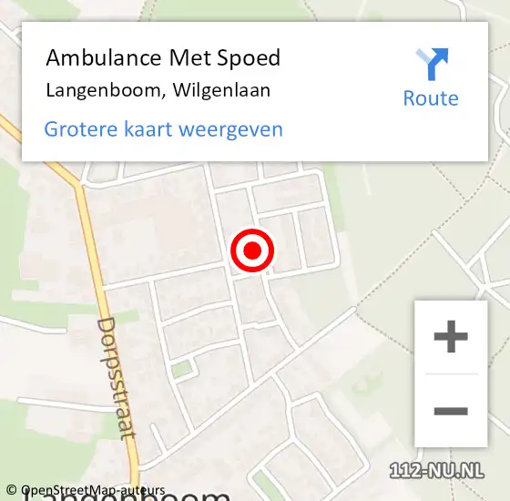 Locatie op kaart van de 112 melding: Ambulance Met Spoed Naar Langenboom, Wilgenlaan op 15 november 2014 09:46