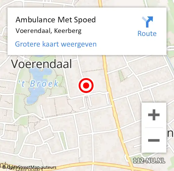 Locatie op kaart van de 112 melding: Ambulance Met Spoed Naar Voerendaal, Keerberg op 15 november 2014 09:58