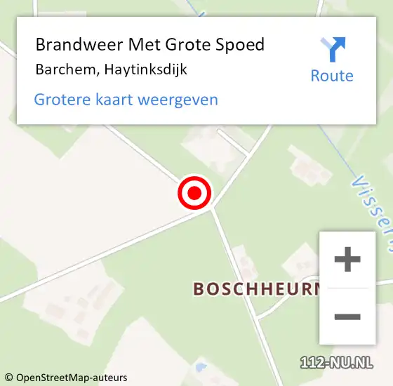 Locatie op kaart van de 112 melding: Brandweer Met Grote Spoed Naar Barchem, Haytinksdijk op 15 november 2014 10:06