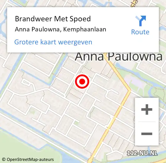 Locatie op kaart van de 112 melding: Brandweer Met Spoed Naar Anna Paulowna, Kemphaanlaan op 1 mei 2025 15:45
