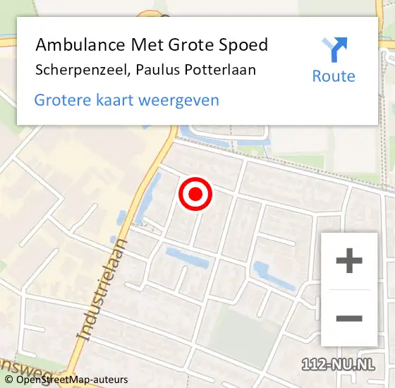 Locatie op kaart van de 112 melding: Ambulance Met Grote Spoed Naar Scherpenzeel, Paulus Potterlaan op 15 november 2014 10:55