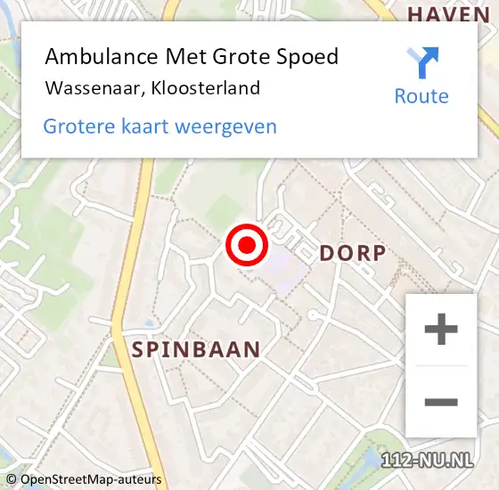 Locatie op kaart van de 112 melding: Ambulance Met Grote Spoed Naar Wassenaar, Kloosterland op 1 mei 2025 21:20