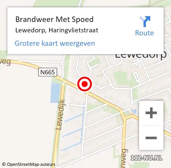 Locatie op kaart van de 112 melding: Brandweer Met Spoed Naar Lewedorp, Haringvlietstraat op 1 mei 2025 22:41