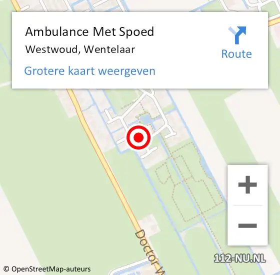 Locatie op kaart van de 112 melding: Ambulance Met Spoed Naar Westwoud, Wentelaar op 15 november 2014 11:24