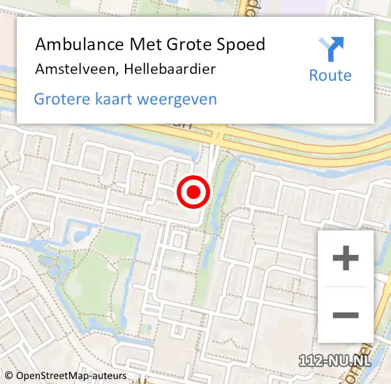 Locatie op kaart van de 112 melding: Ambulance Met Grote Spoed Naar Amstelveen, Hellebaardier op 2 mei 2025 00:21