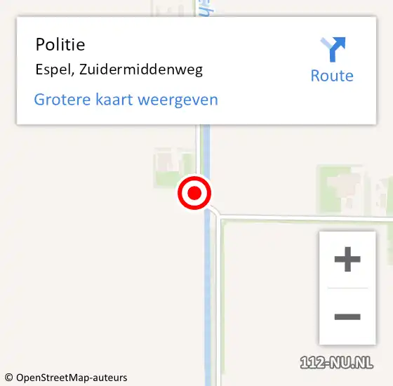 Locatie op kaart van de 112 melding: Politie Espel, Zuidermiddenweg op 15 november 2014 11:29