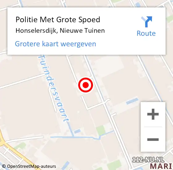 Locatie op kaart van de 112 melding: Politie Met Grote Spoed Naar Honselersdijk, Nieuwe Tuinen op 2 mei 2025 00:47