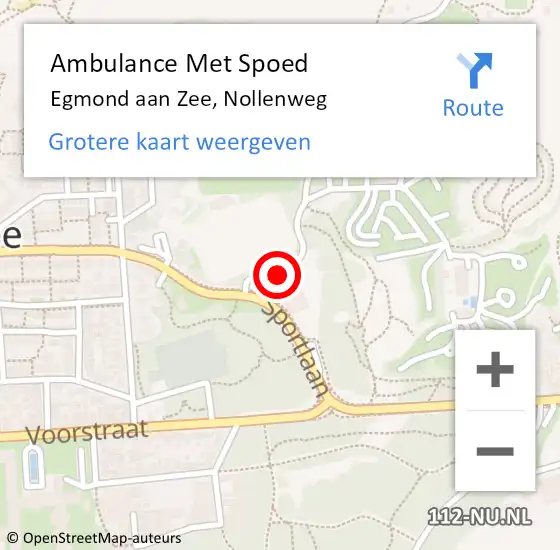 Locatie op kaart van de 112 melding: Ambulance Met Spoed Naar Egmond aan Zee, Nollenweg op 15 november 2014 11:48