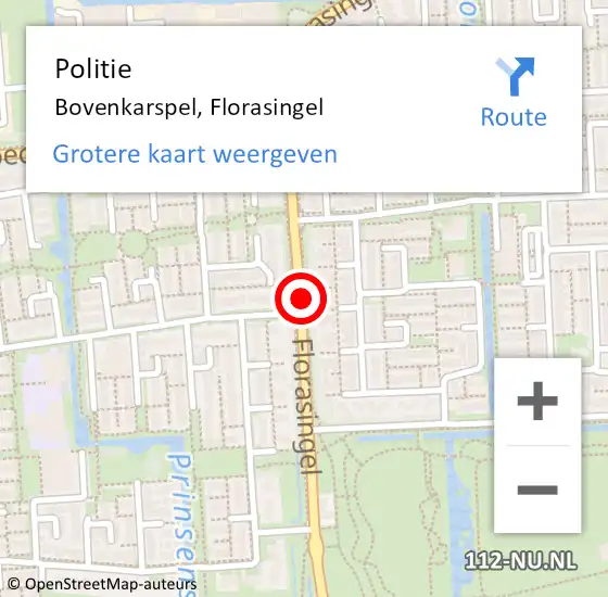 Locatie op kaart van de 112 melding: Politie Bovenkarspel, Florasingel op 15 november 2014 12:11