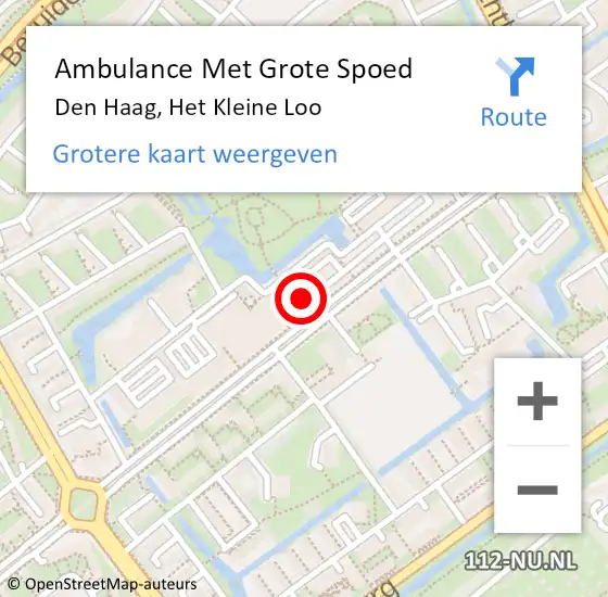 Locatie op kaart van de 112 melding: Ambulance Met Grote Spoed Naar Den Haag, Het Kleine Loo op 2 mei 2025 12:46