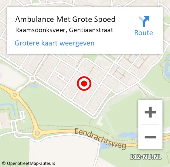 Locatie op kaart van de 112 melding: Ambulance Met Grote Spoed Naar Raamsdonksveer, Gentiaanstraat op 15 november 2014 12:32