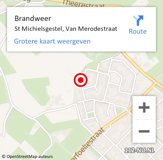 Locatie op kaart van de 112 melding: Brandweer St Michielsgestel, Van Merodestraat op 15 november 2014 12:39