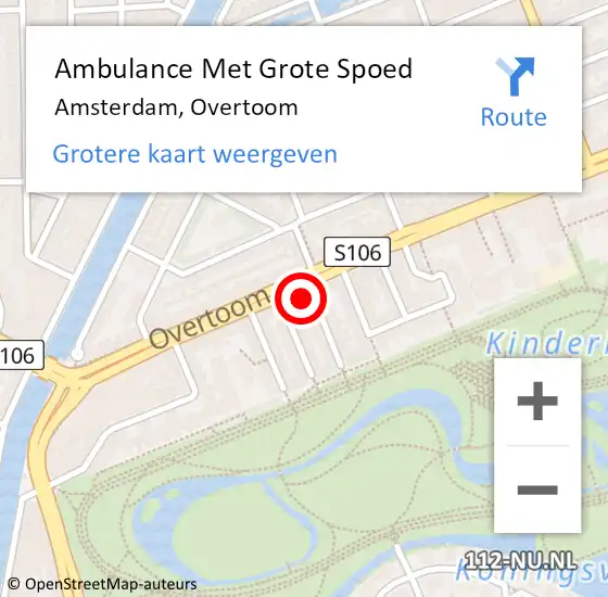 Locatie op kaart van de 112 melding: Ambulance Met Grote Spoed Naar Amsterdam, Overtoom op 2 mei 2025 17:53