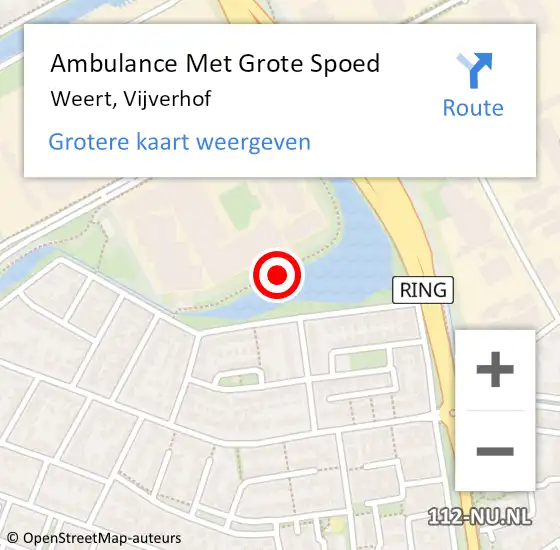 Locatie op kaart van de 112 melding: Ambulance Met Grote Spoed Naar Weert, Vijverhof op 15 november 2014 13:28