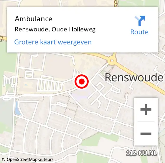 Locatie op kaart van de 112 melding: Ambulance Renswoude, Oude Holleweg op 15 november 2014 13:58