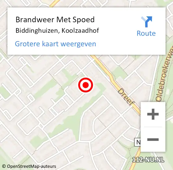 Locatie op kaart van de 112 melding: Brandweer Met Spoed Naar Biddinghuizen, Koolzaadhof op 15 november 2014 14:21