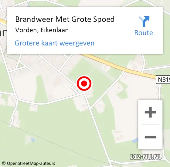 Locatie op kaart van de 112 melding: Brandweer Met Grote Spoed Naar Vorden, Eikenlaan op 3 mei 2025 08:48