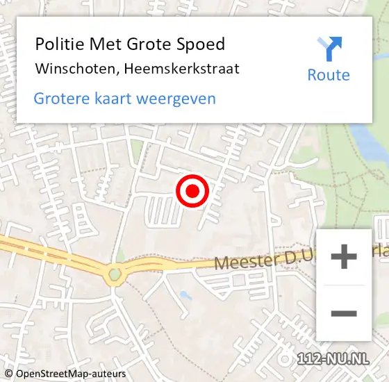 Locatie op kaart van de 112 melding: Politie Met Grote Spoed Naar Winschoten, Heemskerkstraat op 3 mei 2025 10:42