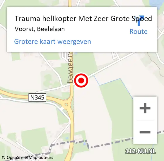 Locatie op kaart van de 112 melding: Trauma helikopter Met Zeer Grote Spoed Naar Voorst, Beelelaan op 3 mei 2025 11:34