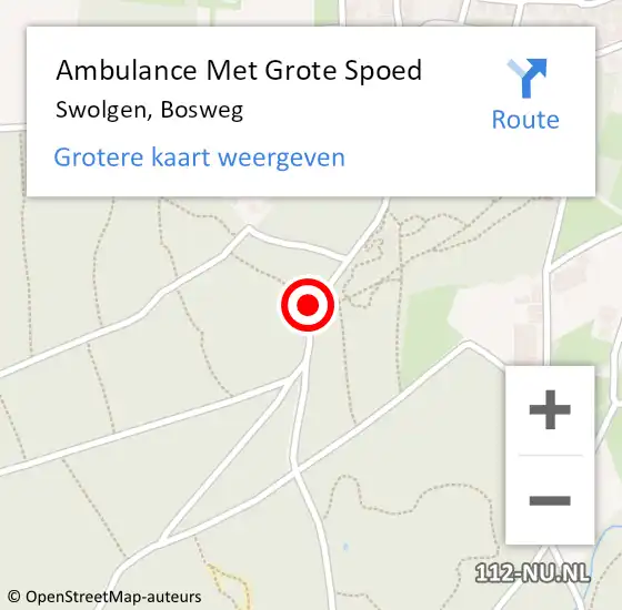 Locatie op kaart van de 112 melding: Ambulance Met Grote Spoed Naar Swolgen, Bosweg op 15 november 2014 14:57