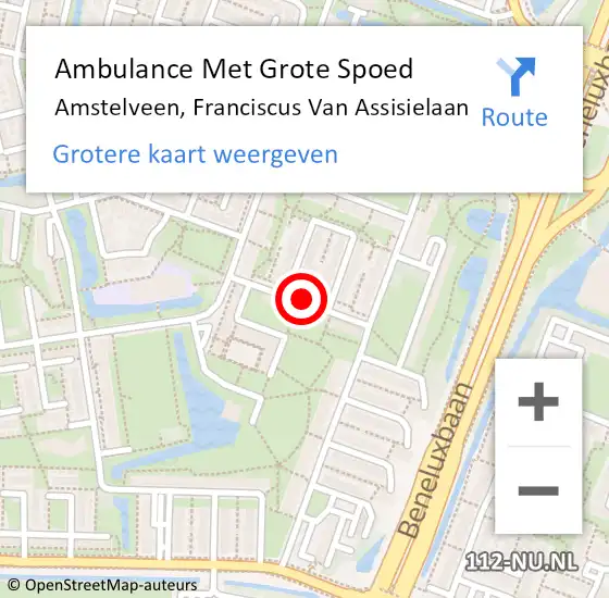 Locatie op kaart van de 112 melding: Ambulance Met Grote Spoed Naar Amstelveen, Franciscus Van Assisieln op 15 november 2014 15:01