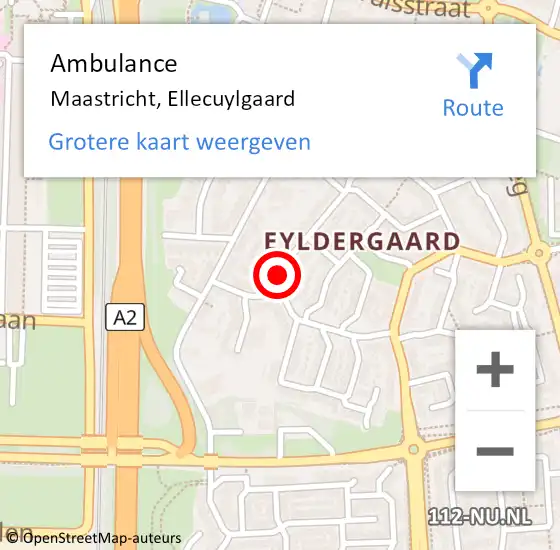 Locatie op kaart van de 112 melding: Ambulance Maastricht, Ellecuylgaard op 15 november 2014 15:16