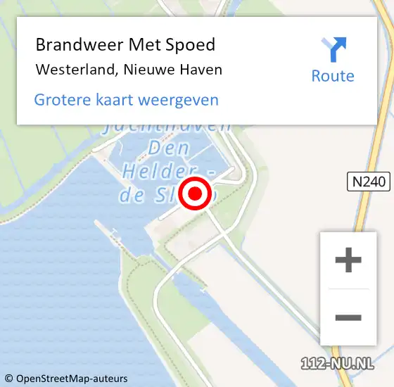 Locatie op kaart van de 112 melding: Brandweer Met Spoed Naar Westerland, Nieuwe Haven op 15 november 2014 15:19